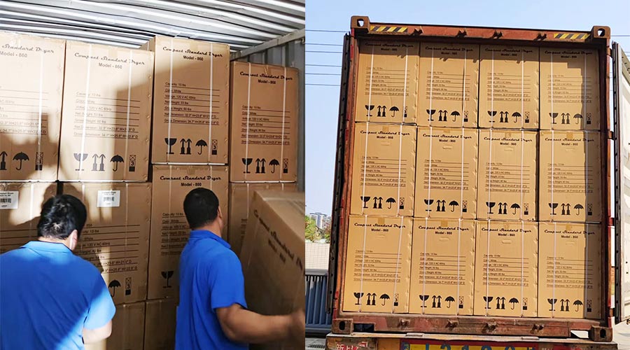 客戶Equator滾筒衣服烘干機(jī)快速裝柜完畢  蓄勢待發(fā)！